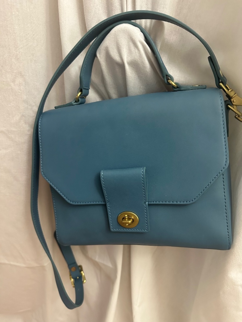J.W. Hulme, blue leather, crossbody satchel - Picture 2 of 6
